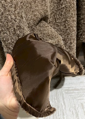 Kahverengi Yün Kadın Midi Kaban - Görsel 8