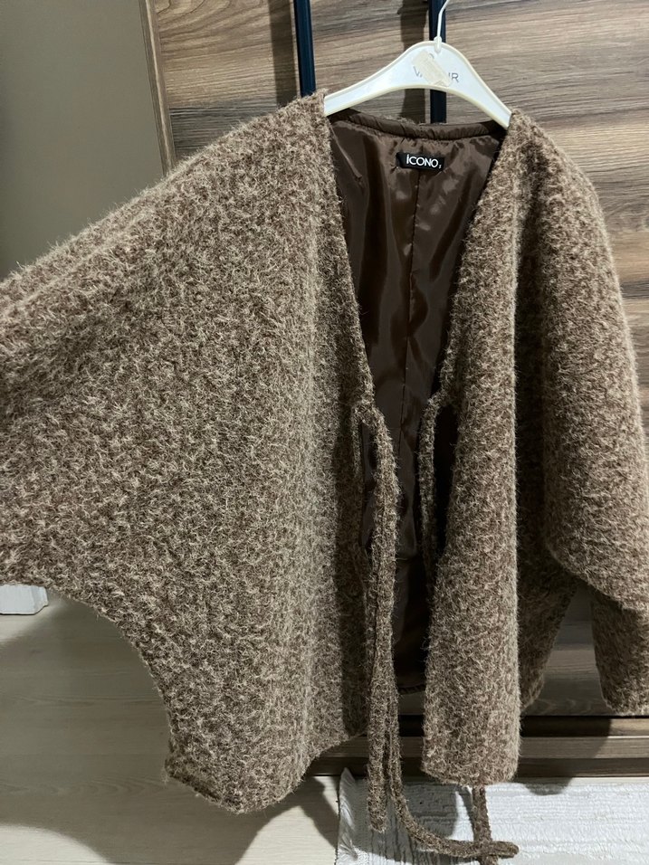 Kahverengi Yün Kadın Midi Kaban - Görsel 3