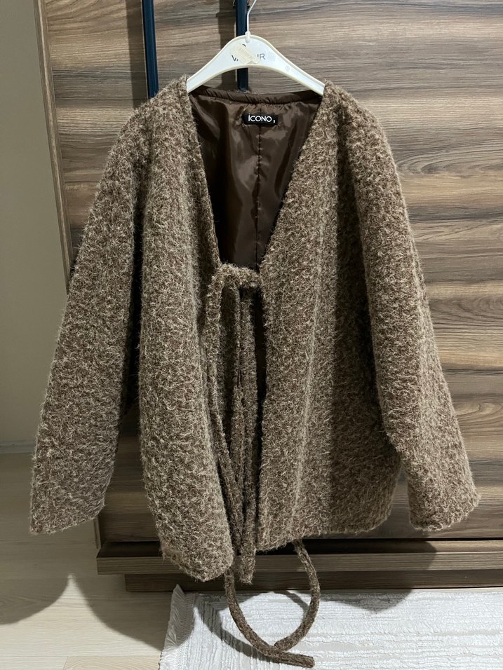 Kahverengi Yün Kadın Midi Kaban - Görsel 5