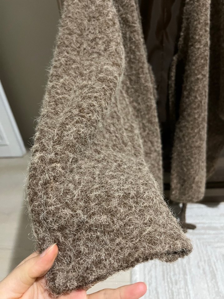 Kahverengi Yün Kadın Midi Kaban - Görsel 4