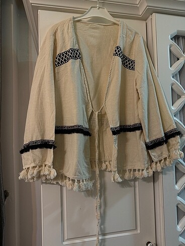 ETNİK DESEN KETEN HIRKA