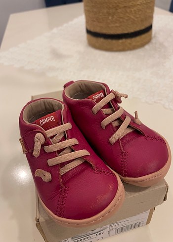 Pembe Bağcıklı Kız Bebek İlk Adım Ayakkabısı