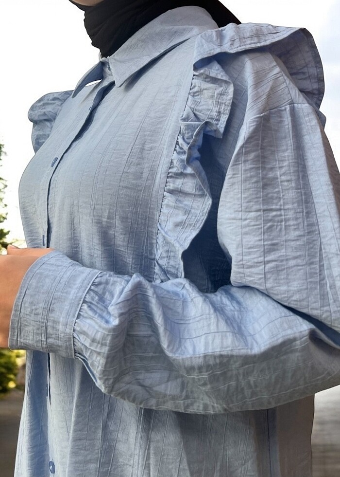 Omuz fırfır detaylı tunik - Görsel 2