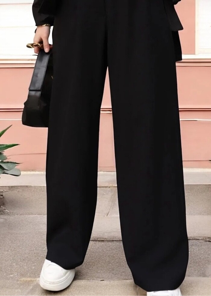 Yüksek Bel Bileli Palazzo Pantolon - Görsel 2