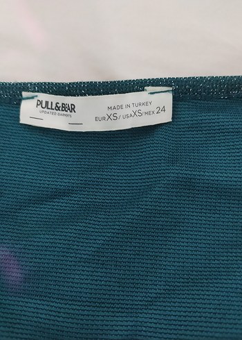 Zara Uzun Kollu V Yakalı Drapeli Turkuaz Bluz
