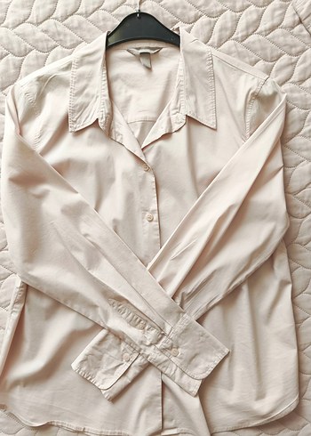 h&m açık pembe poplin gömlek - Görsel 2