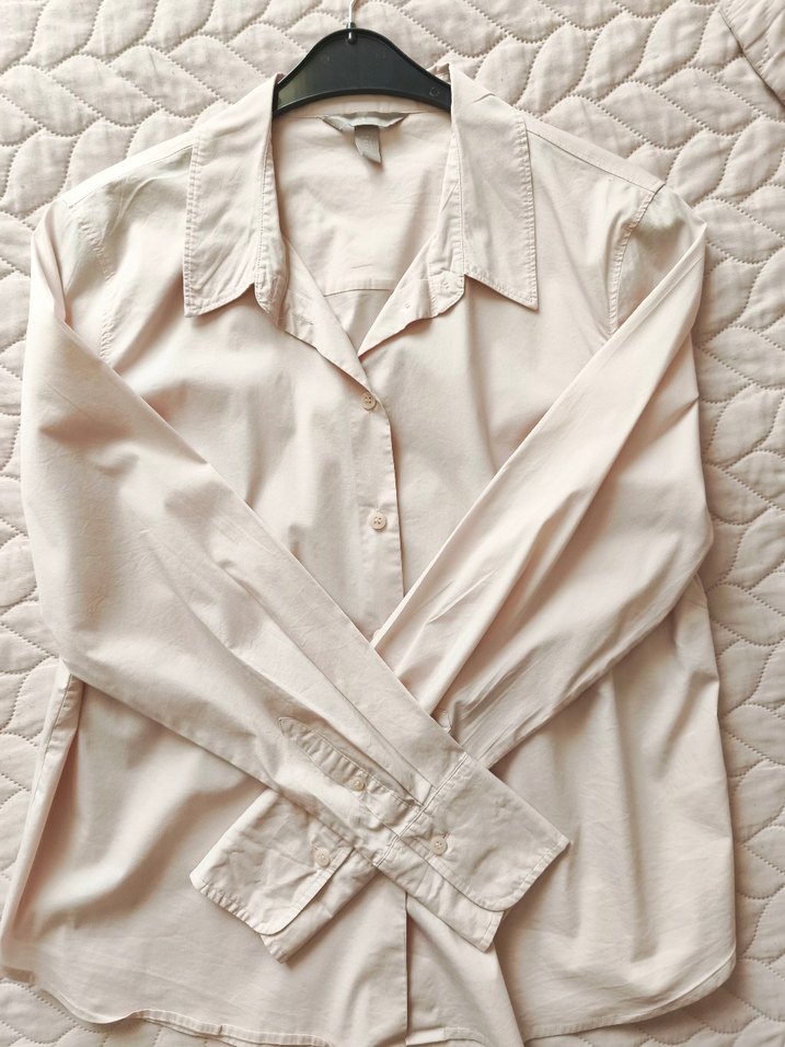 h&m açık pembe poplin gömlek - Görsel 2