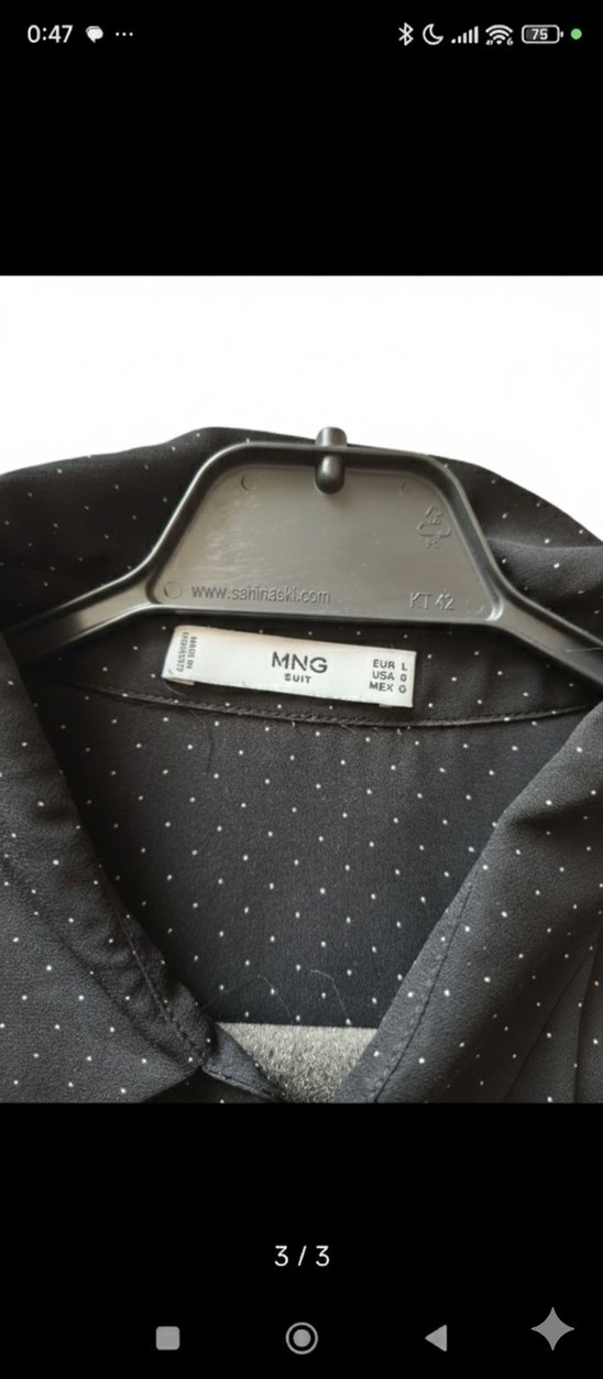 mango puantiyeli düğmeli ipeksi kumaş - Görsel 2