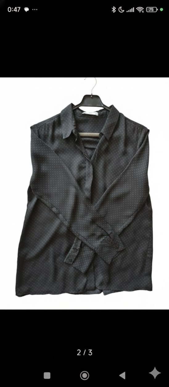 mango puantiyeli düğmeli ipeksi kumaş - Görsel 3