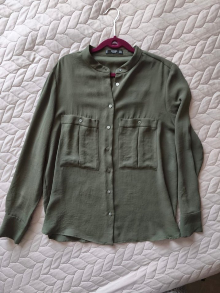 mango haki renk Kadın Düğmeli  Gömlek - Görsel 2