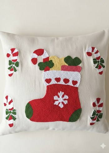 punch nakışlı yeni yıl temalı kırlent 45*45 cm - Görsel 2