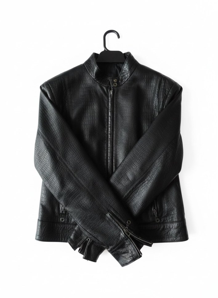 Siyah Deri Kadın Biker Ceket - Görsel 3