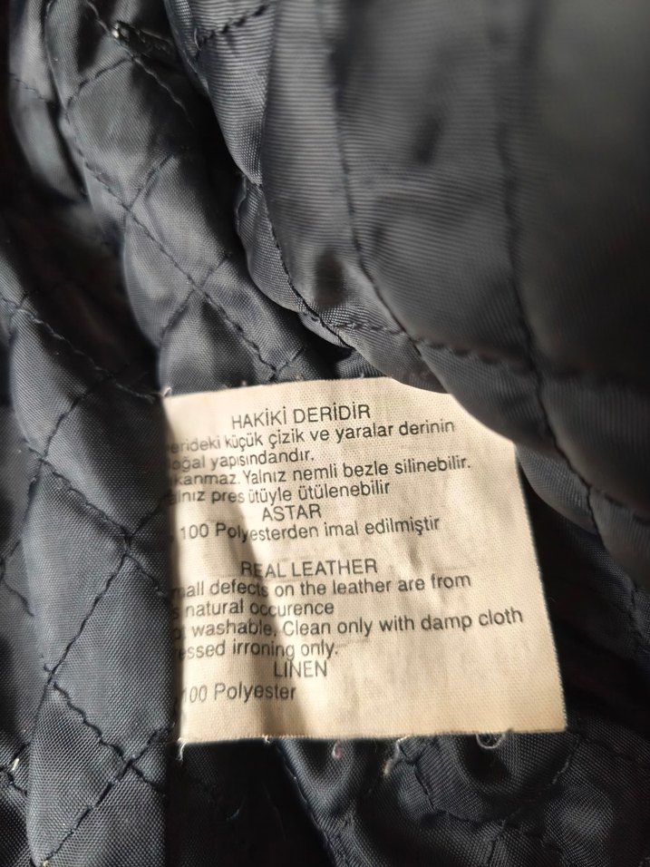 Düğmeli Siyah Deri Biker kadın Ceket kemerli fermuarlı - Görsel 4