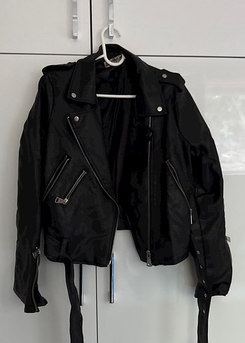 Derimod Kadın Siyah Deri Biker Ceket