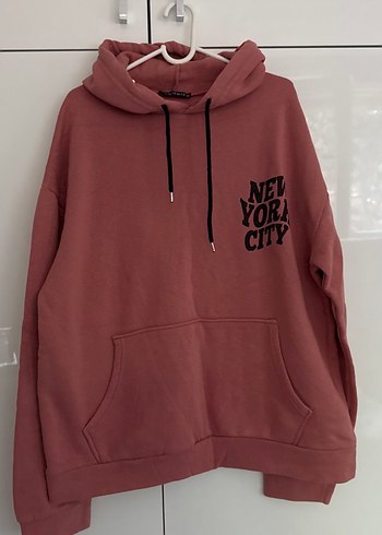 Diğer Pembe Kapüşonlu Street Style Sweatshirt