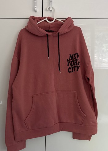 Pembe Kapüşonlu Street Style Sweatshirt