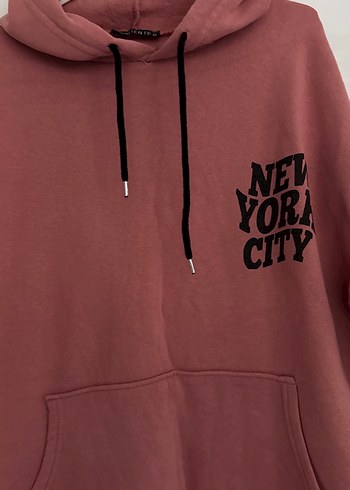 m Beden pembe Renk Pembe Kapüşonlu Street Style Sweatshirt