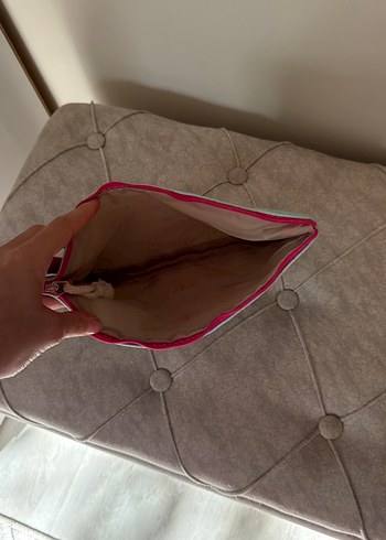 Beden Turkuaz Bohem Flamingo Desenli Makyaj Çantası