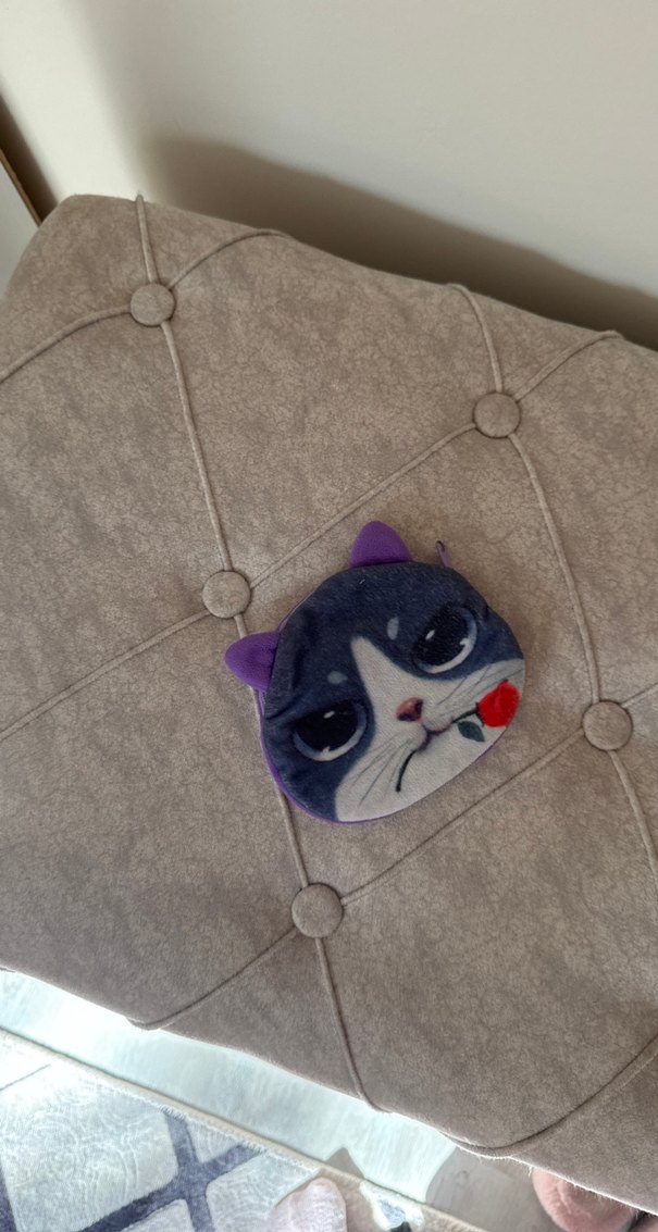 Gri Kedi Yüzü Desenli Cüzdan - Görsel 2