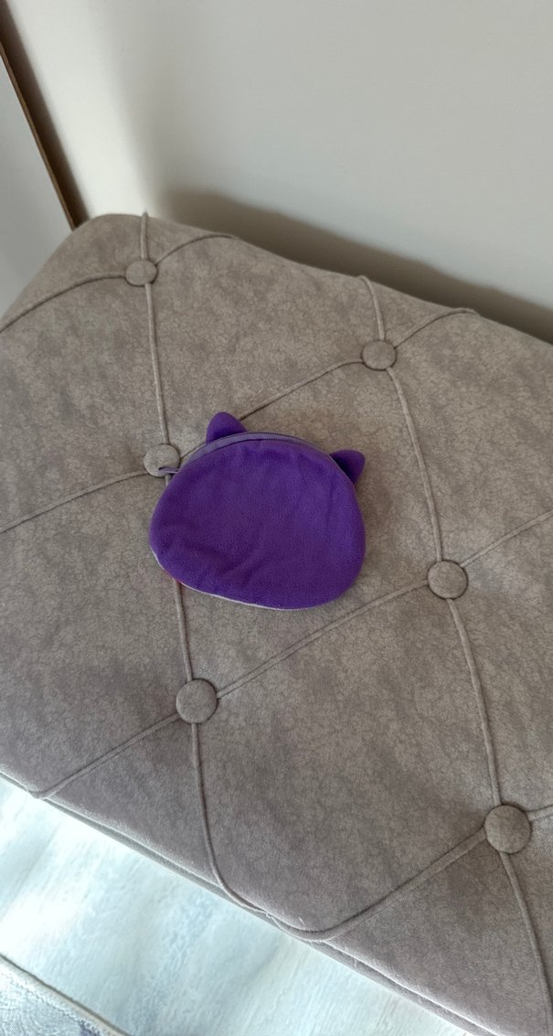 Gri Kedi Yüzü Desenli Cüzdan - Görsel 3