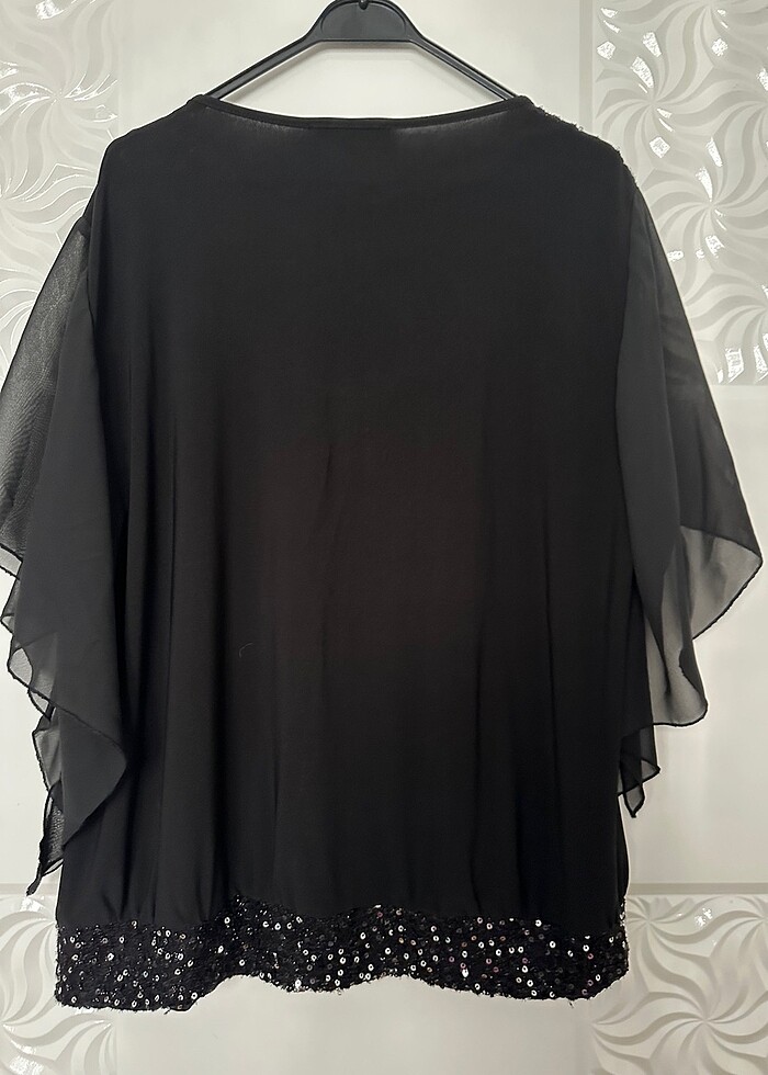 Pullu şık şifon bluz - Görsel 2