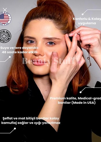 Yüz ve göz germe bandı ve görünmez çift göz kapağı bandı - Görsel 2