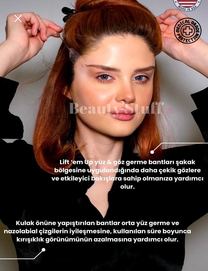 Yüz ve göz germe bandı ve görünmez çift göz kapağı bandı - Görsel 4