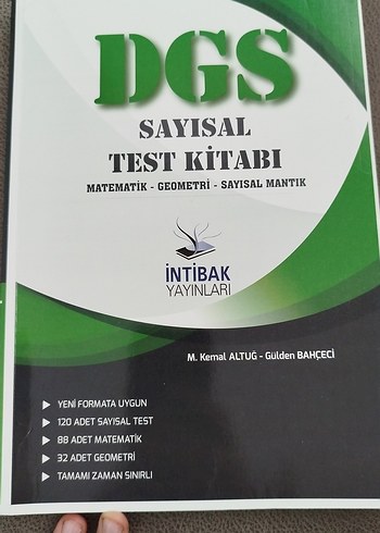 DGS Sayısal Test Kitabı - İntibak Yayınları