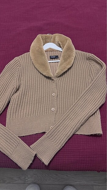 Suni kürk yaka triko - Görsel 2