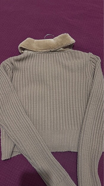 Suni kürk yaka triko - Görsel 5