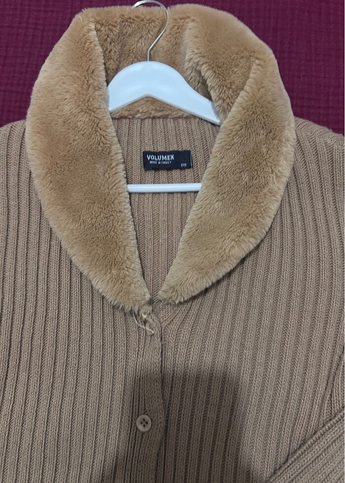 Suni kürk yaka triko - Görsel 3