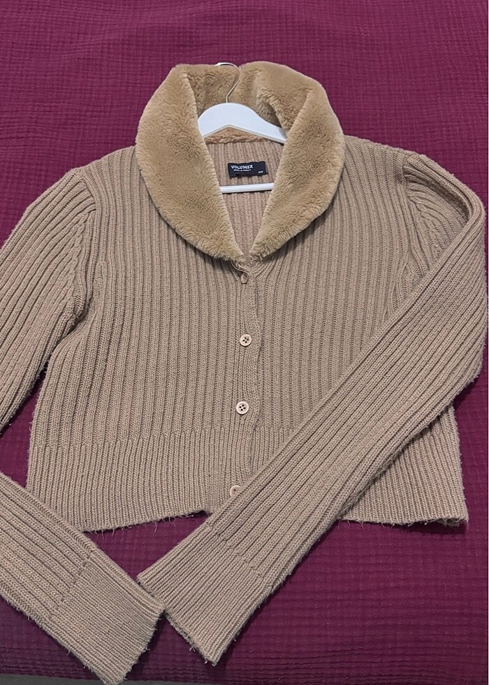 Suni kürk yaka triko - Görsel 2