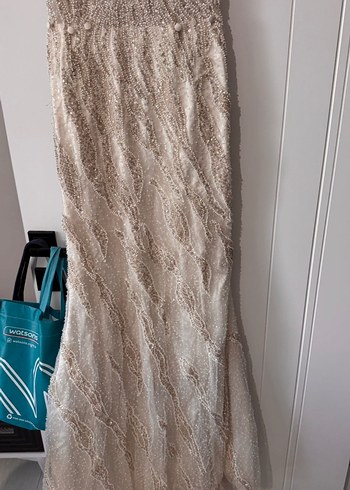 Beyaz Straplez A Kesim Uzun Gelinlik - Görsel 5