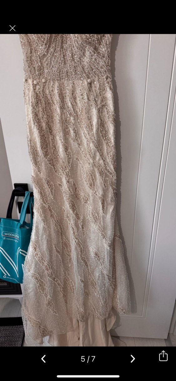 Beyaz Straplez A Kesim Uzun Gelinlik - Görsel 5