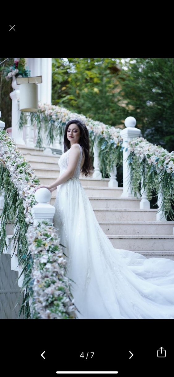 Beyaz Straplez A Kesim Uzun Gelinlik - Görsel 3