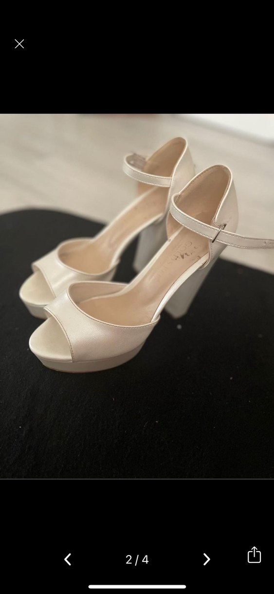 Beyaz Platform Topuklu Kadın Abiye Ayakkabı - Görsel 2