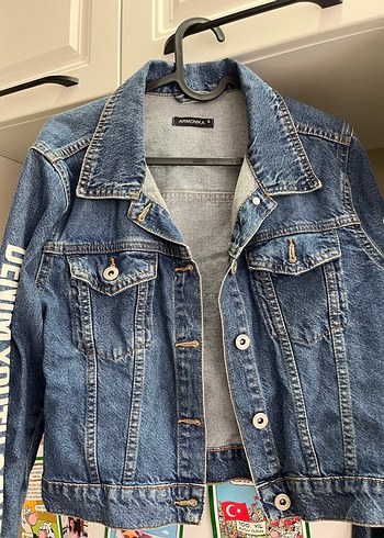 Düğmeli Kadın Denim Ceket, Normal Boy, Mavi