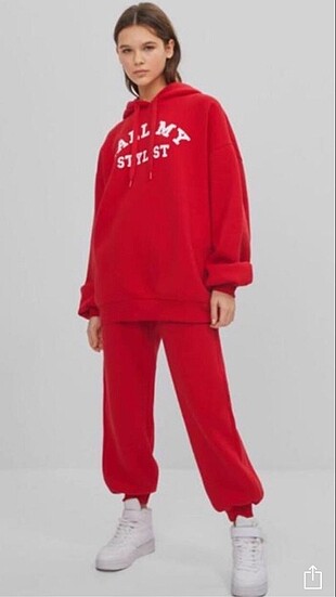 Bershka kırmızı kolej eşofman takımı