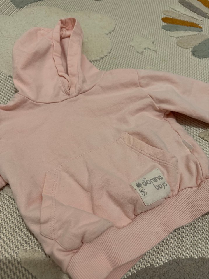 Pembe Kapüşonlu Triko Bebek Kız Takımı - Görsel 3