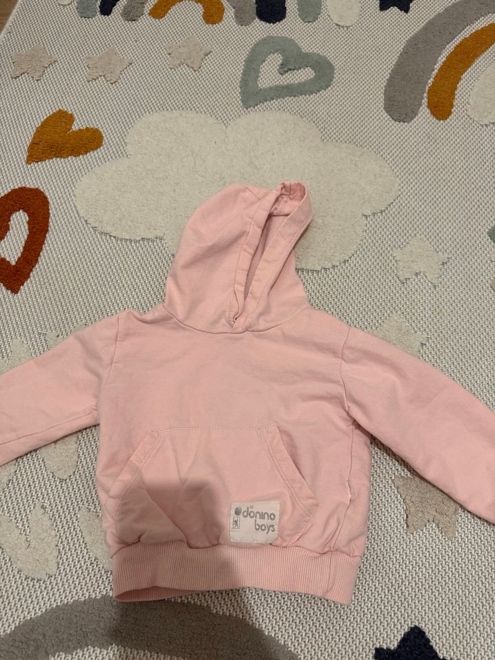 Pembe Kapüşonlu Triko Bebek Kız Takımı - Görsel 4