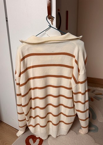 Bej Çizgili Kadın Triko Kazak sweet - Görsel 3