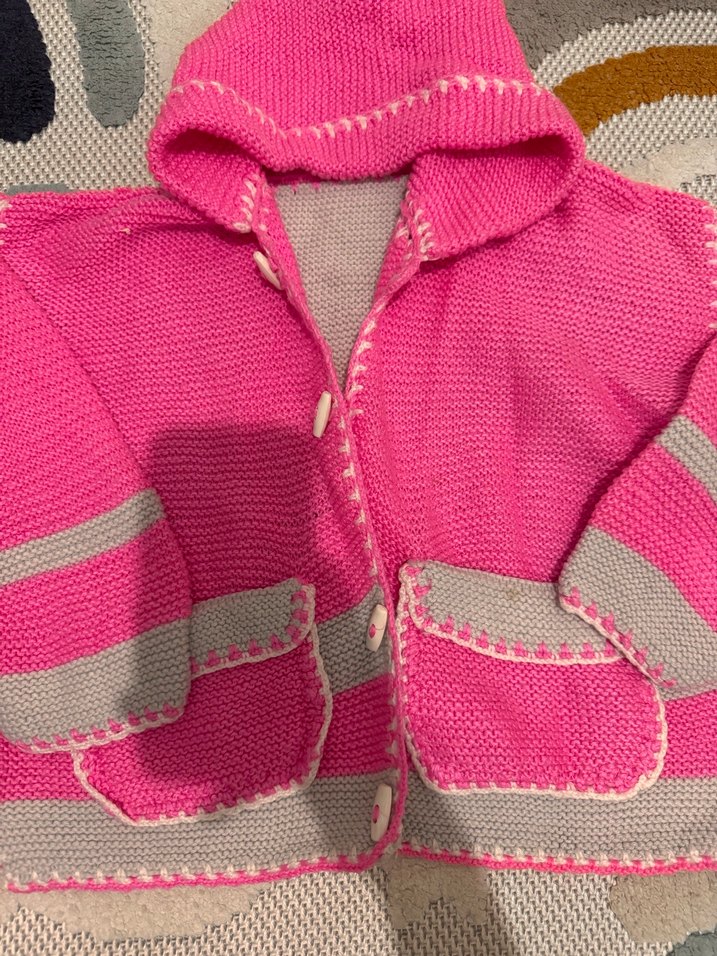 Kız Çocuk Pembe Triko Hırka Nakışlı - Görsel 3