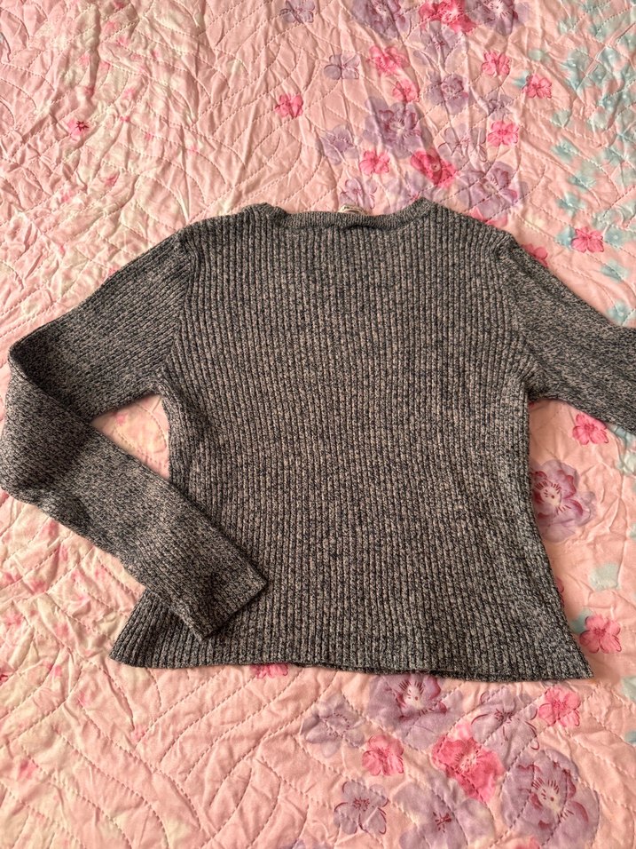 Gri Bisiklet Yaka Triko Kadın Kazak - Görsel 2