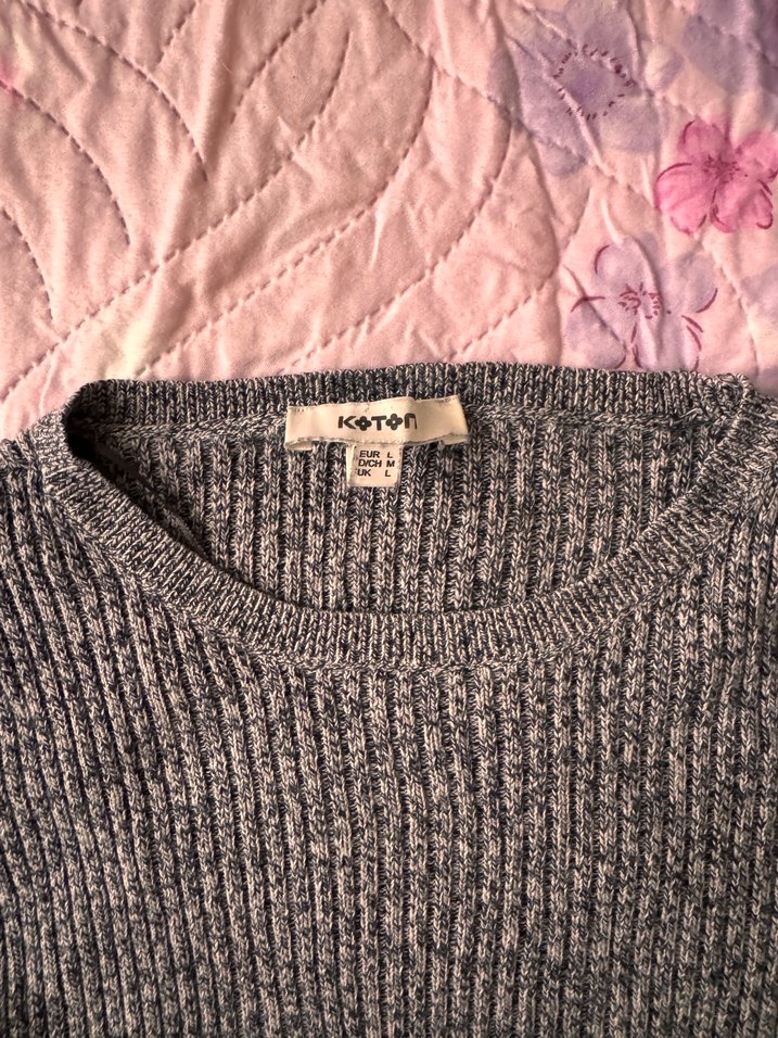 Gri Bisiklet Yaka Triko Kadın Kazak - Görsel 3