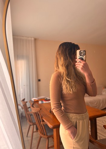 Kadın Bej Fermuarlı Uzun Kollu - Görsel 6