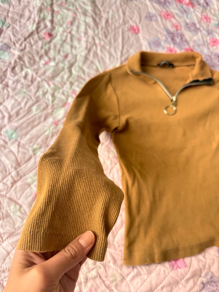 Kadın Bej Fermuarlı Uzun Kollu - Görsel 5