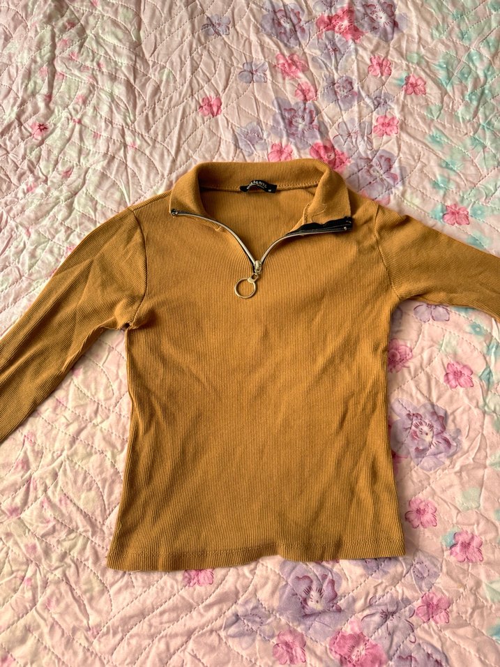 Kadın Bej Fermuarlı Uzun Kollu - Görsel 2