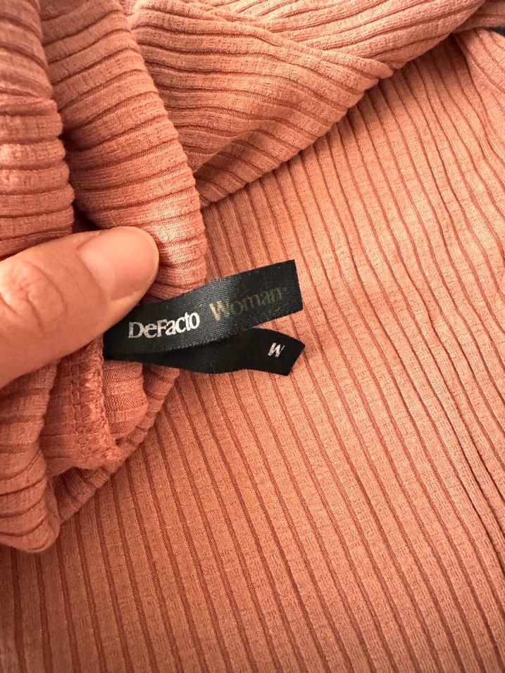 Düğmeli Bohem Kadın Kahverengi Balıkçı Yaka Kazak - Görsel 2