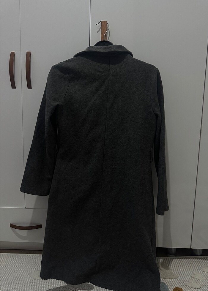 Gri düğmeli kaban - Görsel 3