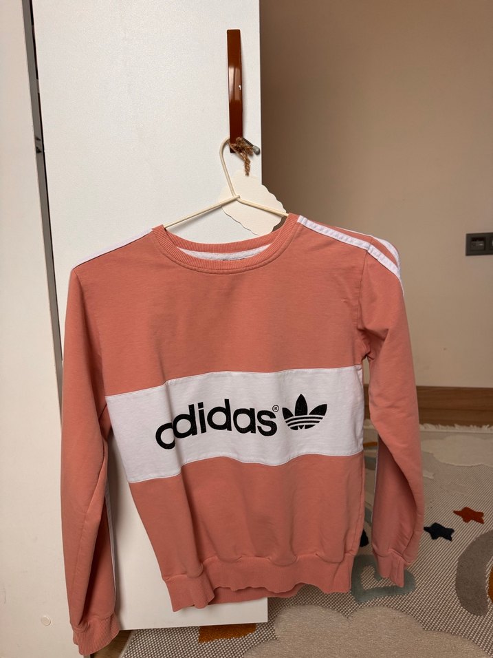 Pembe Pamuklu Adidas Sweatshirt - Görsel 3